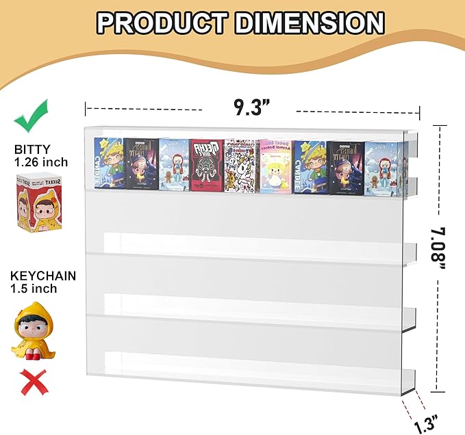 Wall Display Shelves, Acrylic Floating Shelves for Mini Toys, Clear Collectibles Display Case 2 Pack