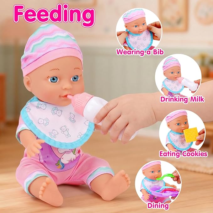 Baby Doll Stroller Set Toys for Girls Toddlers 3-5 4-6 5-7, Baby Doll Playset with 11" Doll, Bathtub and 20PCS Baby Doll Accessories, Baby Stroller Toys for 2 3 4 5 Year Old Girls Birthday Gifts