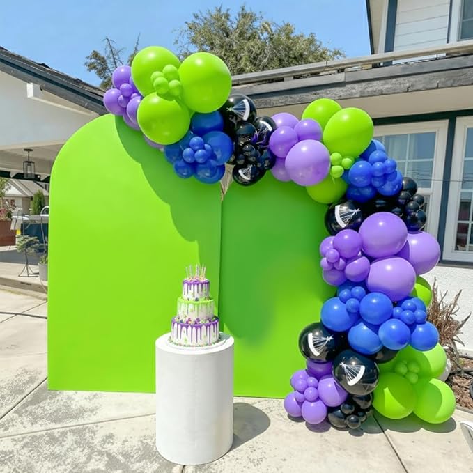 Green Purple Teal Balloons, 50PC 12 Inch Purple Blue Teal Fruit Green Black Parachute Print Balloons for Boys Game Theme Birthday Baby Shower Graduation Party Decorations