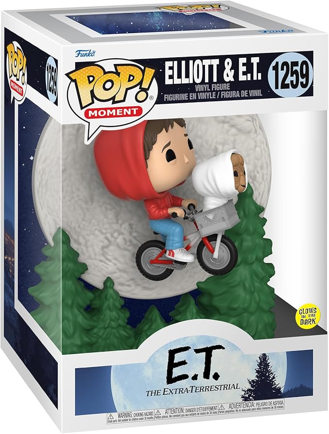 Funko Pop! Moment: E.T. The Extra-Terrestrial - Elliot and E.T. Flying (Glow in The Dark), Multicolor, 50769