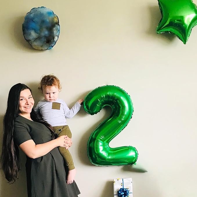 Giant Number Balloons 6, Dark Green 0-9 Set Number Balloons for Women Men, 40 Inch Foil Helium Number Balloon for Boys Girls 6th Birtyday Party Decor Jungle Anniversary Decorations Supplies