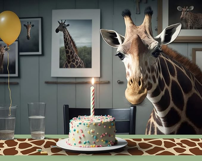 Oudain 6 Pcs Giraffe Tablecloth 54 x 108 Inch Plastic Jungle Theme Table Cover Giraffe Print Disposable Tablecloth for Birthday Baby Shower Zoo Safari Party Supplies