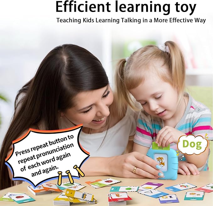 Kidzdo 540 Sight Words Talking Flash Cards with Music, Christmas Birthday Easter Gifts for 2 3 4 5 6 Years Old Boys and Girls, Pocket Speech Therapy Toys, Montessori Educational Learning Toys, Aqua