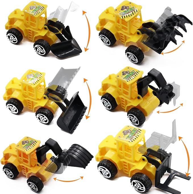 18 PCS Construction Cake Toppers Vehicles Cake Decoration Set Excavator Tower Crane Cupcake Topper Traffic and Road Sign Decor Happy Birthday Party Supplies Favors