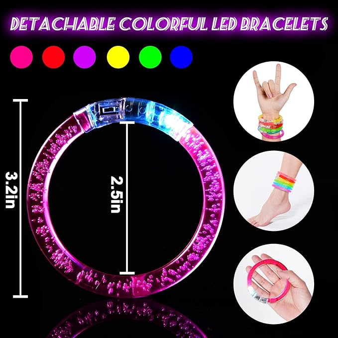 36Pcs LED Bracelets Glow Sticks Glow in the Dark Party Supplies for Kids/Adults, Halloween Party Favors for Kids Flashing Light up Toys, Neon Accessories Carnival Birthday Concert Games Gifts