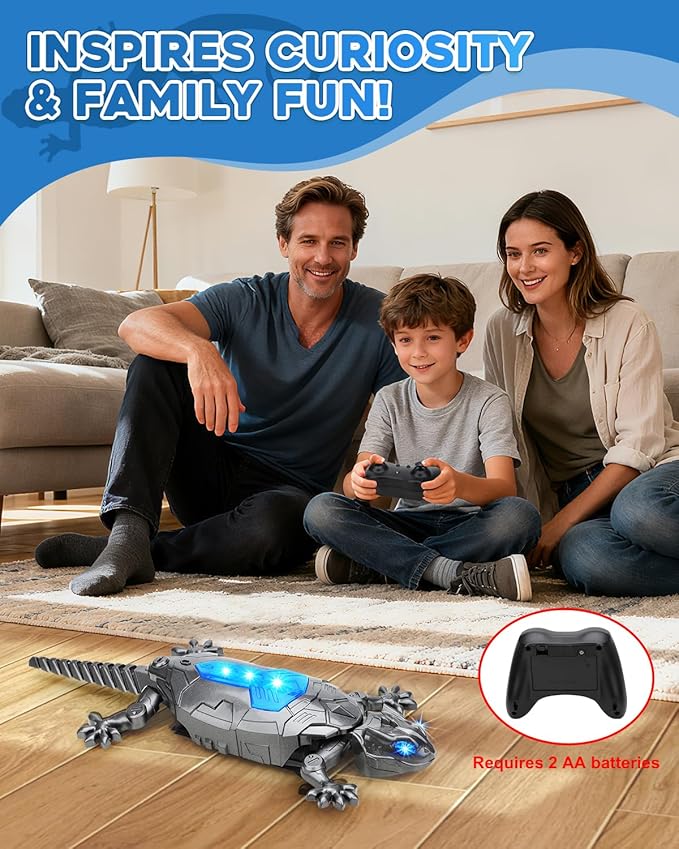 Wall Climbing Gecko Toy for Kids, Dual Mode Floor & Wall Driving, Rechargeable Remote Control Robot, Climbs up Toys & Games, Halloween Christmas Birthday Gifts for Boys Girls Ages 4 & Up
