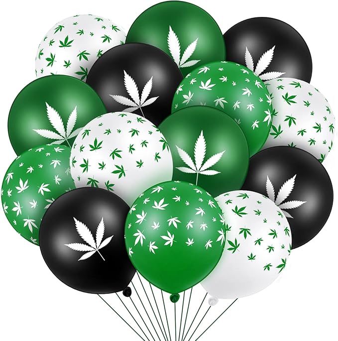 Skylety 48 Pcs Weed Balloons 420 Marijuana Party Decoration Pot Leaf Maple Latex Balloons Weed Themed Decor for 420 Celebration Birthday Party Supply