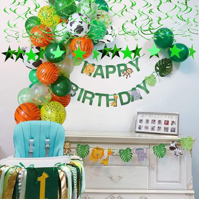BEISHIDA Green Star Hanging Swirl Decorations,Hanging Gold Party Supplies for Graduation Wedding Baby Shower Decorations,Pack of 15
