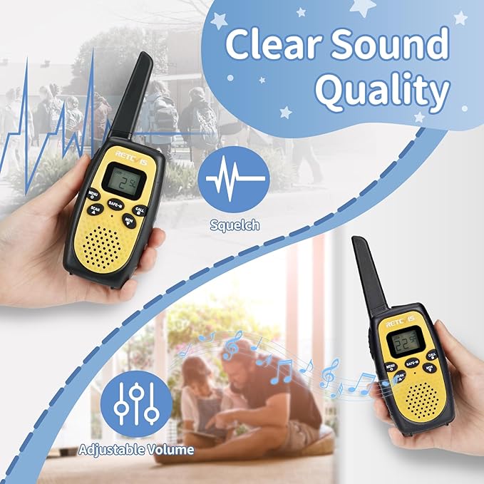 Retevis RT628S Walkie Talkies, RT628 2.0 Newer Version Portable FRS Two-Way Radios, Safe Mode, VOX Hands Free, Birthday Gifts Walkie Talkies for Adults Kids Camping Hiking Adventure (3 PCS)