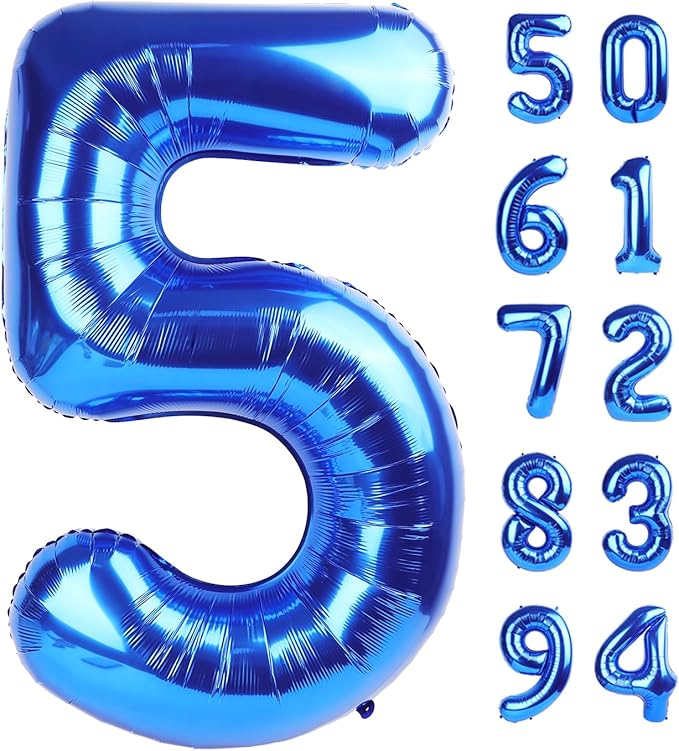 Navy Blue 5 Balloon, Number Balloon 40 Inch, Blue Party Supplies, 5th Birthday Balloon Decorations, 5 Number Balloons, Number 5 Balloon