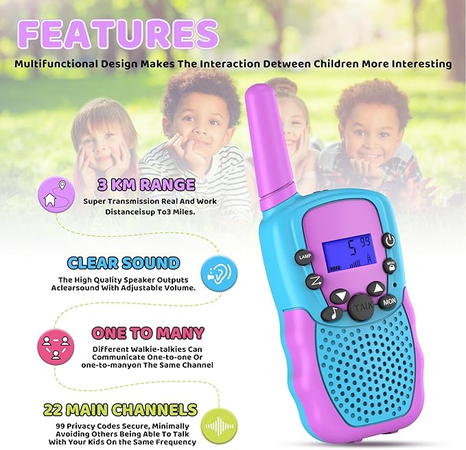 Selieve Walkie Talkies for Kids 3 Pack, Toys for 3-12 Year Old Boys or Girls, 3 KM Range Indoor Outdoor Activity Stem Toys, Gifts for 5-8 Year Old Boys and Girls