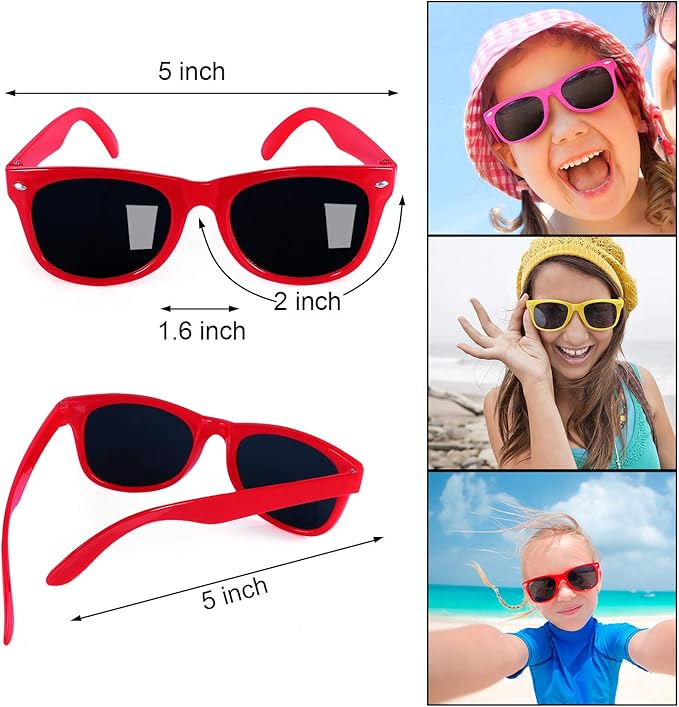 GINMIC Kids Sunglasses Party Favors, 24Pack Valentines Neon Sunglasses for Kids, Boys and Girls, Great Gift for Birthday Party Supplies, Beach, Pool Party Favors, Fun Gift, Party Toys