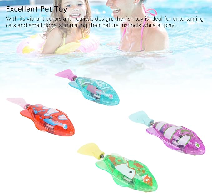4PCS Robotic Swimming Fish with Flashing Lights, Water Activated Robot Fish Electronic Cat Toy