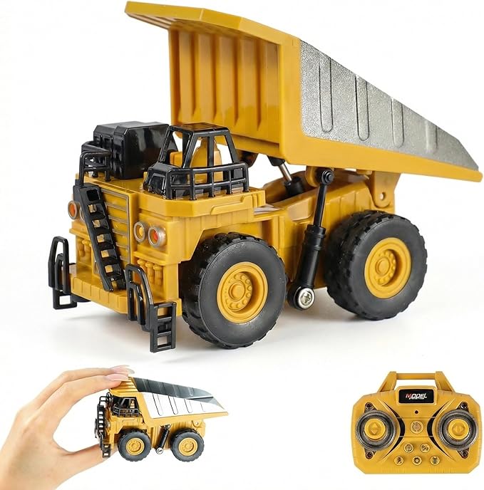 Remote Control Dump Truck for Boys Adults, Metal Rc Dump Truck, 10-Channel Construction Vehicle Gift for Kids Birthday or Christmas