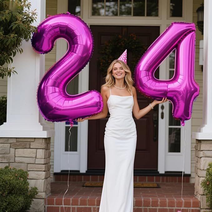 40 Inch Rose Purple Large Balloon Number 2 Balloon,Jumbo Mylar Foil Helium Balloon for 20 21 32 42 25 26 Birthday Digital Balloons for Birthday Party,Wedding Anniversary Party Decorations