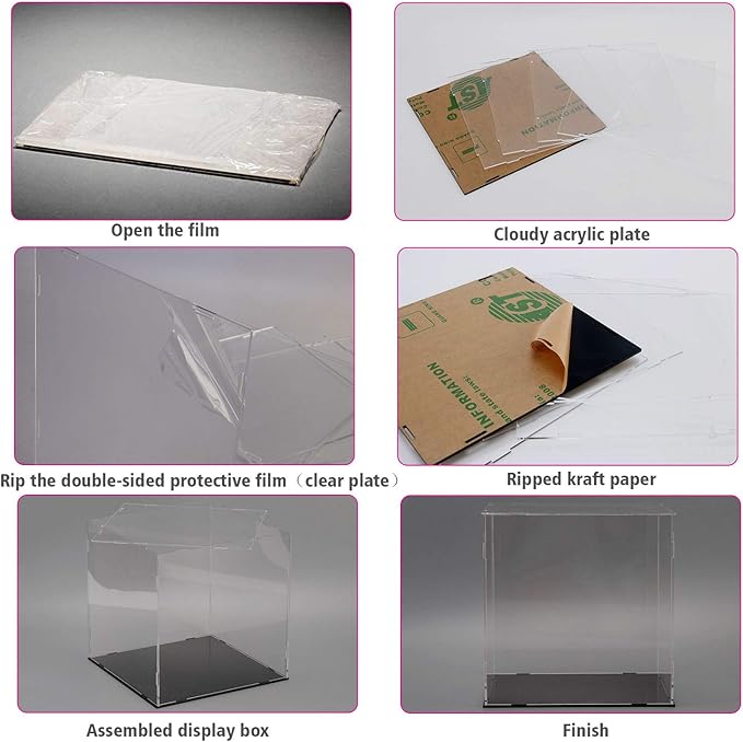 A+ DESIGN Clear Acrylic Display Case Assemble Collectibles Box Alternative Glass Case for Display Action Figures Home Storage & Organizing Toys (3x3x3 inch; 7.5x7.5x7.5 cm)