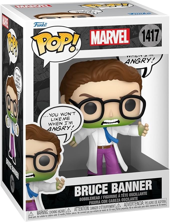 Funko Pop Marvel: Bruce Banner - Hulk - (Don't Make Me Angry) - Marvel Comics - Collectable Vinyl Figure - Gift Idea - Official Merchandise - Toys for Kids & Adults - Superheroes Fans