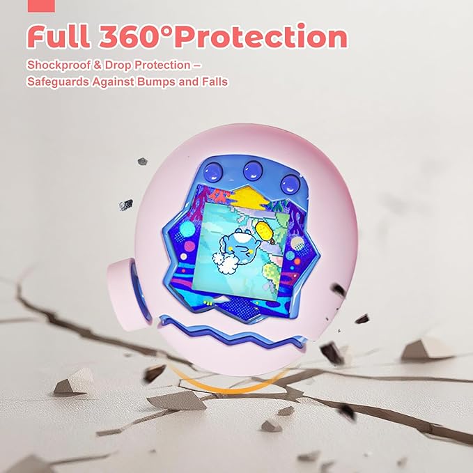 for Tamagotchi Paradise Case– Silicone Hard Shell Cover for Tamagotchi Paradise Electronic Pet,Waterproof Sweatproof Washable Shockproof Anti-Drop 360°Full Protection(Pink)
