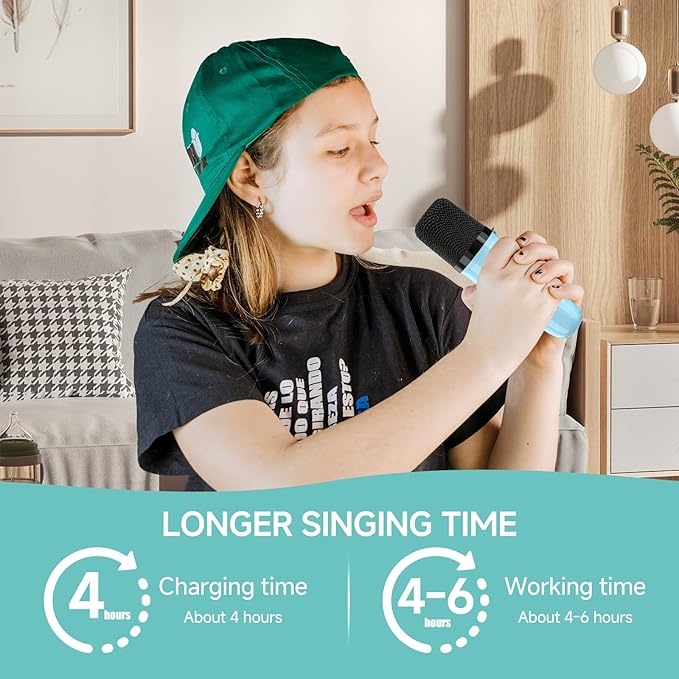 Mini Karaoke Machine for Kids and Adults,Portable Bluetooth Karaoke Speaker with 2 Wireless Microphones, Kids Karaoke Machine for Home Party,Birthday Gifts for Girls Boys（Blue）