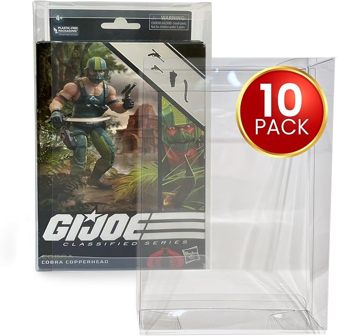 EVORETRO PET Display Case Protector Compatible for GI Joe 6 Inch Action Figure Classified Series Windowless Box - 0.40MM Thick Protective Clear Case for GI Joe Action Figures Windowless Box (10 Pack)