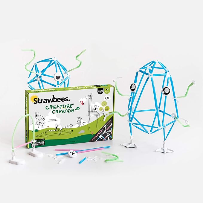 Strawbees Creature Creator Kit - Educational Connecting Toys for Makers & Families, Building Toy Toolbox with Straws and Connectors for Creative STEM Exploration in Schools & Home Learning
