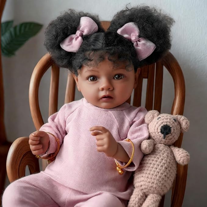 BABESIDE Lifelike Reborn Baby Dolls Black Girl- 20 Inch Soft Body Realistic-Newborn Handmade Real Life Baby Dolls with Clothes and Toy Gift for Kids Age 3+