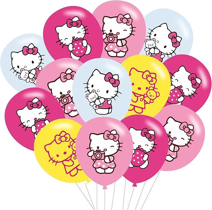 40pcs hello Pink Cats Birthday Party Balloons for Pink Cats Themed Birthday Party Decorations Supplies - 12 Inch