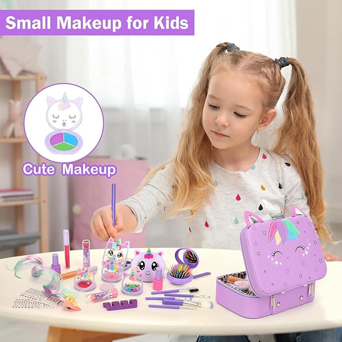 Heaning Kids Washable Makeup Girl Toys - Real Make up Set for Kid Children Princess Dress Up Pretend Play Christmas Birthday Gifts Toys for Girls 3 4 5 6 7 8 9 10 11 12 Year Old