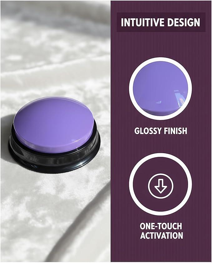 Dog Talk Buttons Voice Recording Button for Communication and Pet Training 30-Second Record & Playback Talking Button for Study, Office, Family, and Kids (Purple, one)