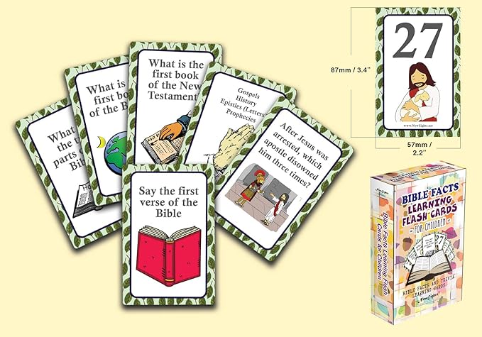NewEights Bible Facts and Biblical Characters Learning Cards (2-Deck)