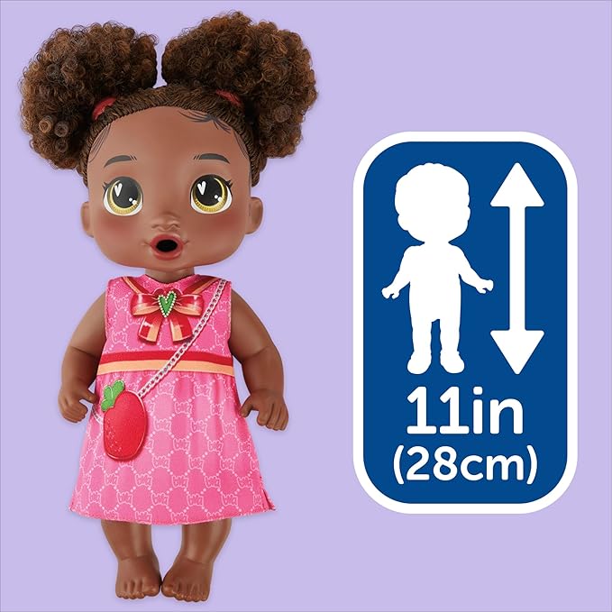 Baby Alive Bubbly Tea Party Berry Boo Doll with Teapot Accessories, Black Hair, 11 Inches, Toys for 3 Year Old Girls and Boys & Up