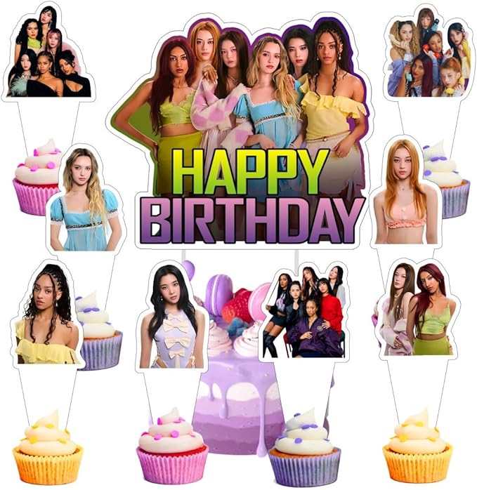 25 Pcs Katseye Cake Topper and Cupcake Toppers Set Birthday Party Supplies for Katseye Themed Birthday Decorations