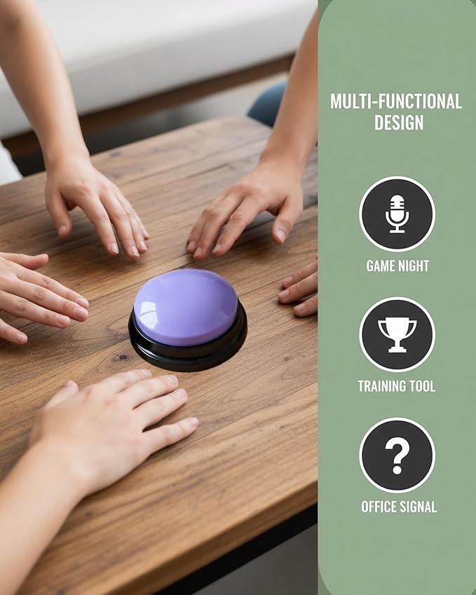 Dog Talk Buttons Voice Recording Button for Communication and Pet Training 30-Second Record & Playback Talking Button for Study, Office, Family, and Kids (Purple, one)