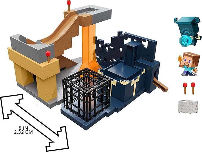 Mattel Minecraft Mini Mode Playset, Rise of the Warden Set with 2 Minis including Steve & Warden Figures & DLC Code
