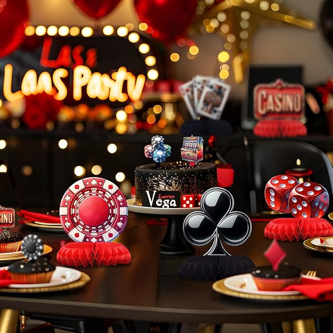 12 Pack Casino Table Decorations - Casino Party Decorations for Adults' Birthday and Themed Events - Casino Table Toppers