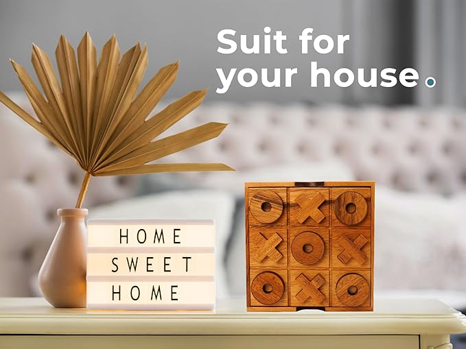 BSIRI Wooden Tic Tac Toe Game Coffee Tabletop XO Blocks Ideal for Family Living Room Games Night for Adults for Desk Decor and Unique Wood Gifts for All Occasions 5.5 Inch