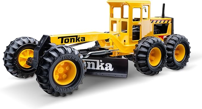 Tonka Steel Classics Road Grader - Made with Steel & Sturdy Plastic, Yellow Toy Construction Truck, Boys and Girls, Kids, Toddlers, Ages 3+