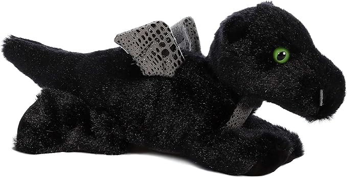 Aurora® Adorable Mini Flopsie™ Midnight Dragon™ Stuffed Animal - Playful Ease - Timeless Companions - Black 8 Inches