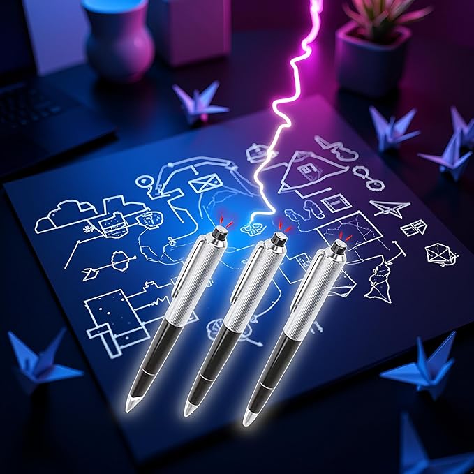 2 Pieces Shock Pen Prank, Silver, Interesting Surprising Prank Items, Lightweight Shocking Practical Joke Shock Pen Toys for Outdoor Novelty and Gag Games