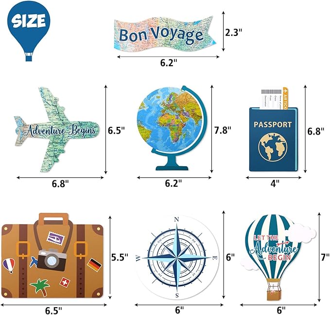 Yaaaaasss! 52pcs Travel Themed Party Decorations Let the Adventure Begin Banner Hanging Swirls Table Toppers for Bon Voyage Travel Around The World Adventure Farewell Travel Party Supplies