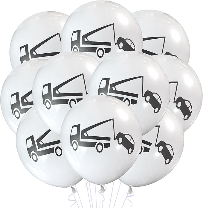Tow Truck Balloons Latex 12 Count, Towing Birthday, Recovery Truck Party Event Supply, 12 Inch Standard Size