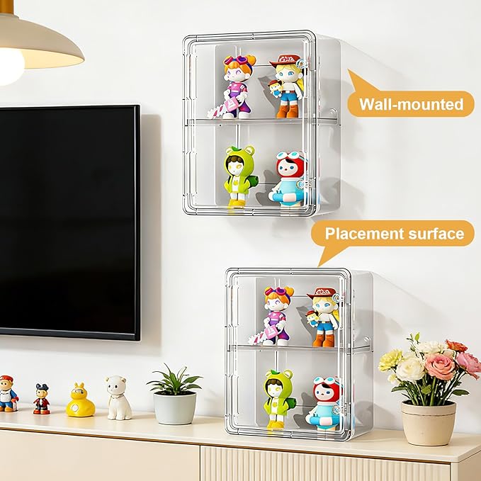 Wall-Mounted Clear Display Case for Figures, Acrylic Storage Organizers Box with Magnetic Door, Wall Dustproof Showcase for Collectibles Action Figure(1, Small-Narrow)