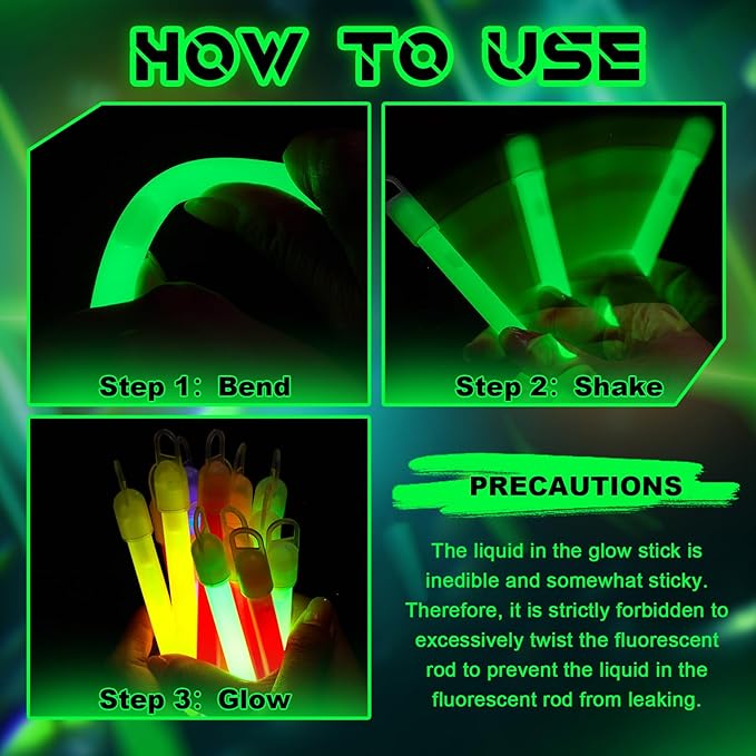 Lewtemi 100 Pack 4" or 6" Bright Glow Sticks Bulk, Glow in the Dark Party Supplies Birthday and Holidays (4 Inch,Colorful)