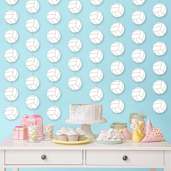Duraaamo 8 Pack Volleyball Party Banner Decorations Sport Birthday Paper Hanging Cutouts for Sportball Theme Birthday Baby Shower Party Celebrations Supplies Decoration(Volleyball)