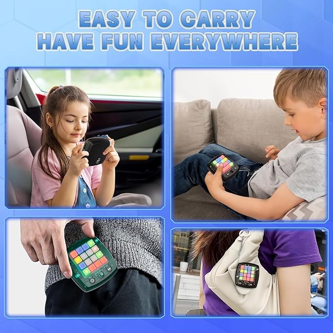 5-in-1 Electronic Brain Teasers & Memory Cube Game for Kids – Handheld Puzzle Toy with 5 Fun Games, Perfect Travel & Birthday Gift for Boys & Girls Ages 6-12+