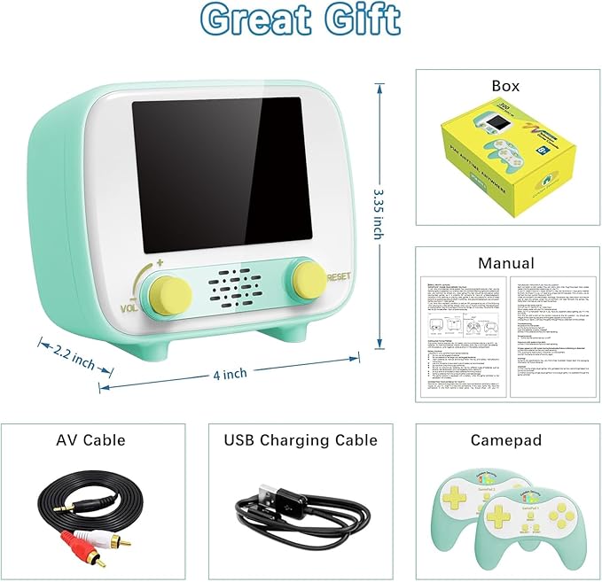 Handheld Game Console, Retro Mini Arcade Machine with 2.8″ Screen, Featuring 216 Classic One-Player Games and 84 Classic Two-Player Games, Supports for Handheld Controller & AV Output Connection TV