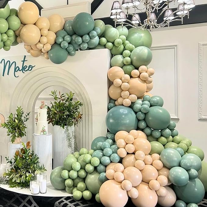 Blue and Green Birthday Decorations,Dusty Blue Sage Green Balloons Banner Star Heart Foil Balloon for Boys Girls Birthday Wedding Baby Bridal Shower Jungle Party Decorations