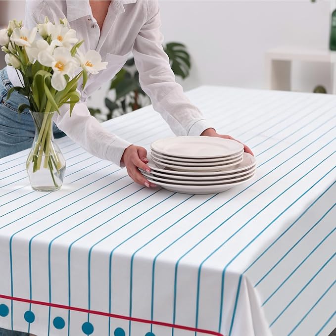 Kochorie Back to School Notebook Tablecloth Roll 54 Inch X 100 Feet Plastic Disposable Table Cover with Slide Cutter Welcome Back to School Waterproof Tablecloth for First Day of Classroom Graduation