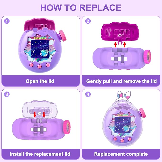 for Tamagotchi Paradise Clear Case and Replacement Lid Set, Ideal for DIY Fans, Collectors and Display, for Paradise Tamagotchi Accessories, with Lanyard (No Device/Film)