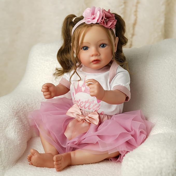 BABESIDE 3 Pcs Reborn Baby Doll Clothes Set for 17-22 Inch Babydolls, Cute Baby Doll Accessories Set with Skirt Headband for Realistic Babydolls Girl, Pink